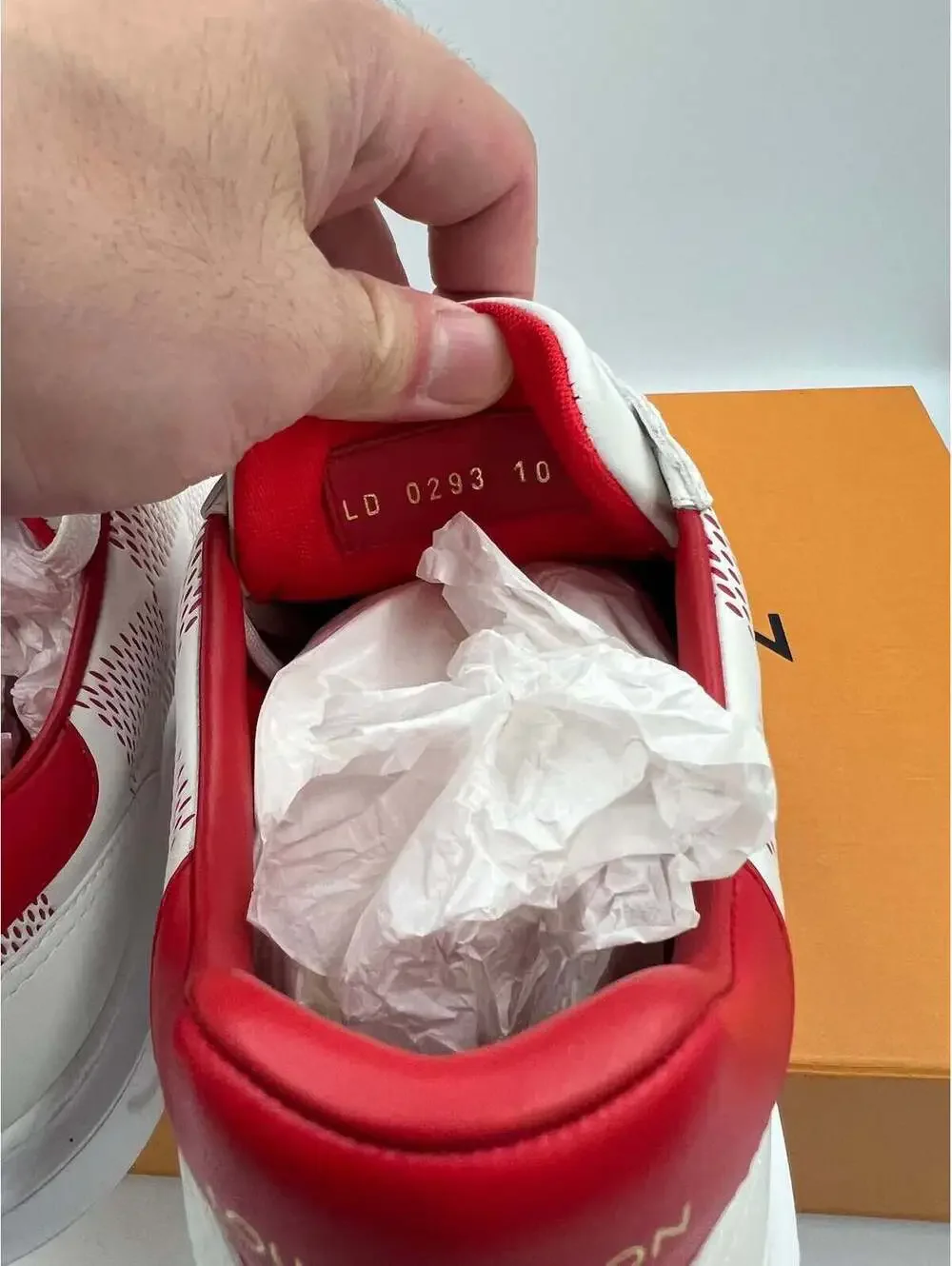 Louis Vuitton LV Trainer Sneakers White Red Size 44